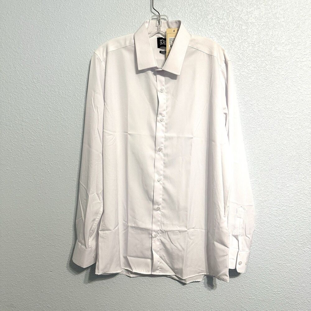Scotch & Soda Amsterdam Modern Fit White Button Down Dress Shirt 17.5 44 NWT